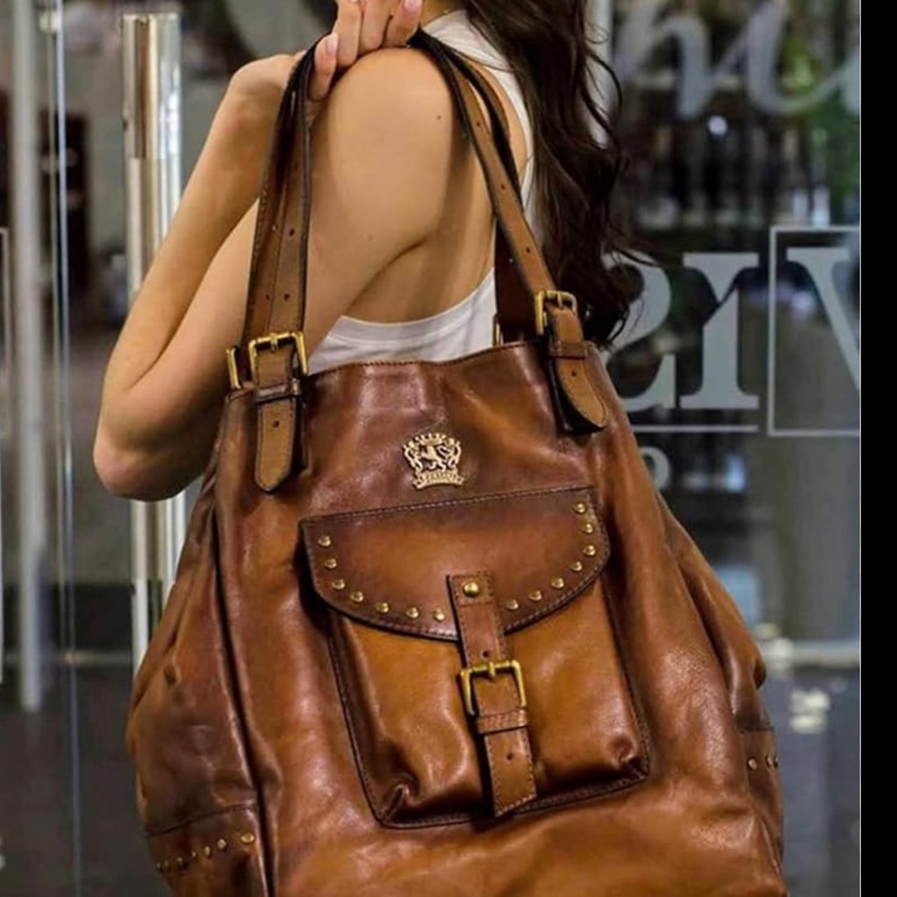 Pratzi Italian Leather Tote Bag with Structured Design